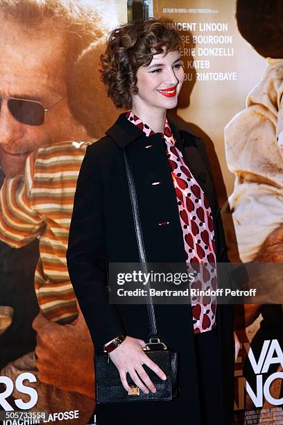 Actress Louise Bourgoin, pregnant and dressed in 'Miu Miu', attends the 'Les Chevaliers Blancs' movie Premiere at UGC Cine Cite des Halles on January...