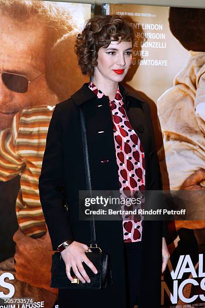 Actress Louise Bourgoin, pregnant and dressed in 'Miu Miu', attends the 'Les Chevaliers Blancs' movie Premiere at UGC Cine Cite des Halles on January...