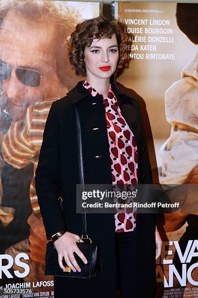 Actress Louise Bourgoin, pregnant and dressed in 'Miu Miu', attends the 'Les Chevaliers Blancs' movie Premiere at UGC Cine Cite des Halles on January...