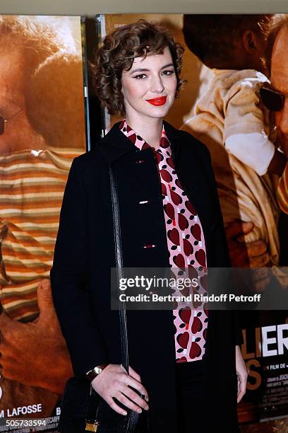 Actress Louise Bourgoin, pregnant and dressed in 'Miu Miu', attends the 'Les Chevaliers Blancs' movie Premiere at UGC Cine Cite des Halles on January...