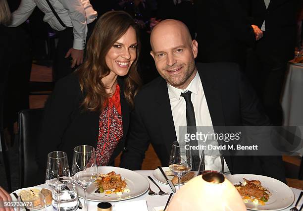 Hilary Swank and Marc Forster attend the IWC "Come Fly with us" Gala Dinner during the launch of the Pilot's Watches Novelties from the Swiss luxury...