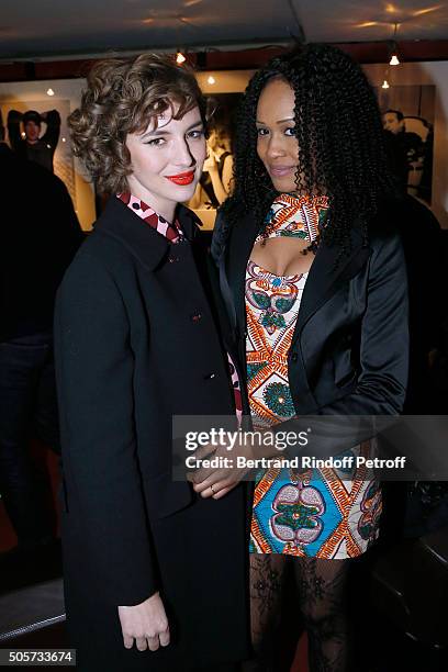 Actresses Louise Bourgoin and Bintou Rimtobaye attend the 'Les Chevaliers Blancs' movie Premiere at UGC Cine Cite des Halles on January 19, 2016 in...