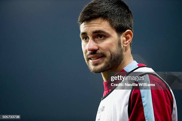 Carles Gil of Aston Villa during the FA Cup Third Round Relay match between Aston Villa and Wycombe Wanderers at Villa Park on January 19, 2016 in...