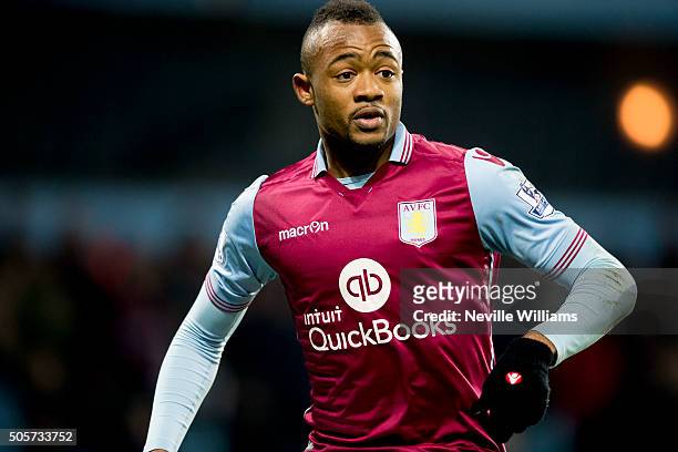 Jordan Ayew of Aston Villa during the FA Cup Third Round Relay match between Aston Villa and Wycombe Wanderers at Villa Park on January 19, 2016 in...