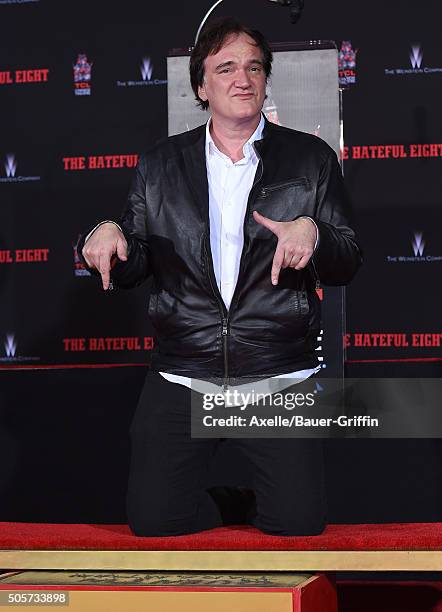 Writer/director Quentin Tarantino is honored with Hand and Footprint Ceremony at TCL Chinese Theater on January 5, 2016 in Hollywood, California.