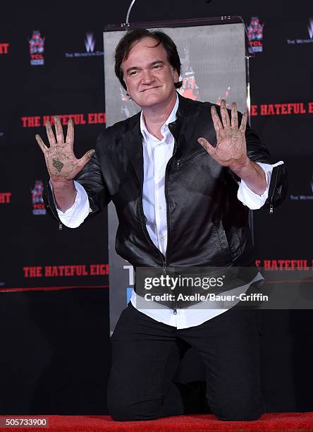 Writer/director Quentin Tarantino is honored with Hand and Footprint Ceremony at TCL Chinese Theater on January 5, 2016 in Hollywood, California.