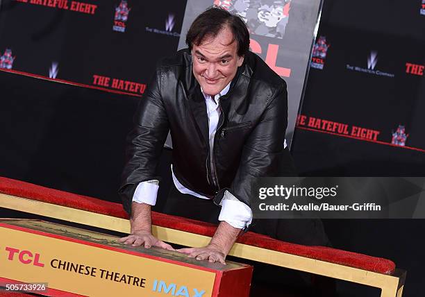 Writer/director Quentin Tarantino is honored with Hand and Footprint Ceremony at TCL Chinese Theater on January 5, 2016 in Hollywood, California.