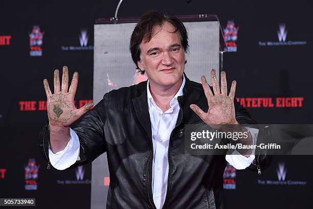 Writer/director Quentin Tarantino is honored with Hand and Footprint Ceremony at TCL Chinese Theater on January 5, 2016 in Hollywood, California.