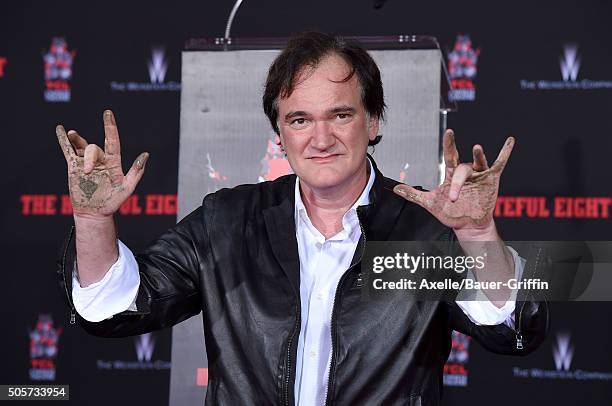 Writer/director Quentin Tarantino is honored with Hand and Footprint Ceremony at TCL Chinese Theater on January 5, 2016 in Hollywood, California.