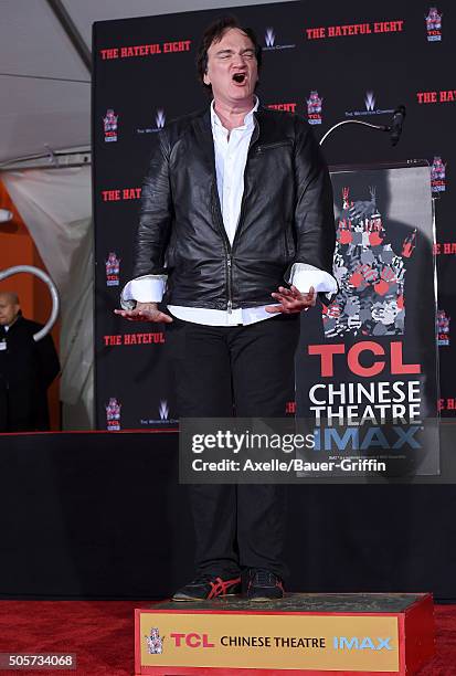 Writer/director Quentin Tarantino is honored with Hand and Footprint Ceremony at TCL Chinese Theater on January 5, 2016 in Hollywood, California.