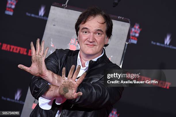 Writer/director Quentin Tarantino is honored with Hand and Footprint Ceremony at TCL Chinese Theater on January 5, 2016 in Hollywood, California.