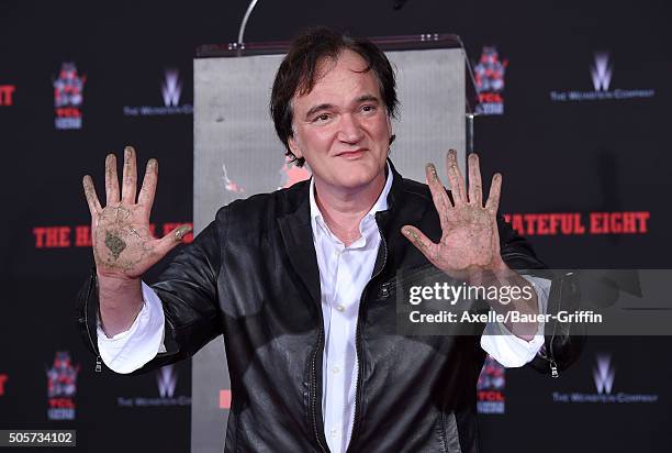 Writer/director Quentin Tarantino is honored with Hand and Footprint Ceremony at TCL Chinese Theater on January 5, 2016 in Hollywood, California.