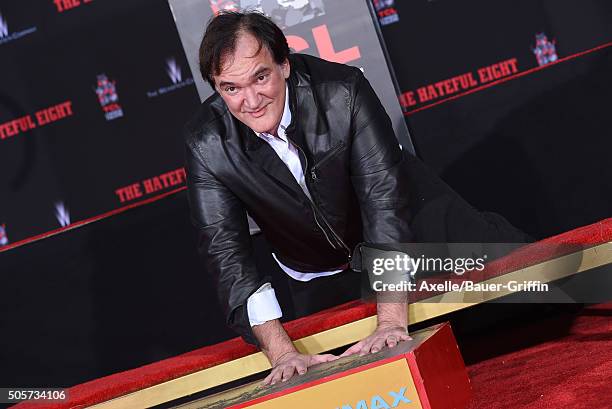 Writer/director Quentin Tarantino is honored with Hand and Footprint Ceremony at TCL Chinese Theater on January 5, 2016 in Hollywood, California.