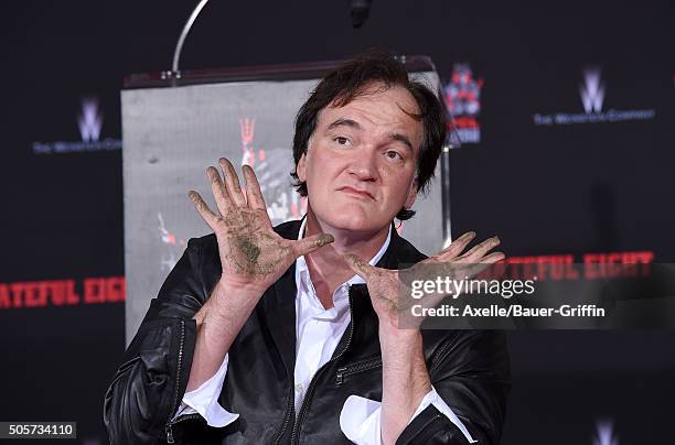 Writer/director Quentin Tarantino is honored with Hand and Footprint Ceremony at TCL Chinese Theater on January 5, 2016 in Hollywood, California.