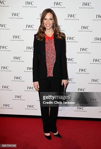Hilary Swank attends the IWC "Come Fly with us" Gala Dinner during the launch of the Pilot's Watches Novelties from the Swiss luxury watch...
