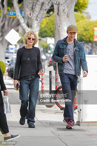 Meg Ryan and son Jack Quaid are seen on January 19, 2016 in Los Angeles, California.