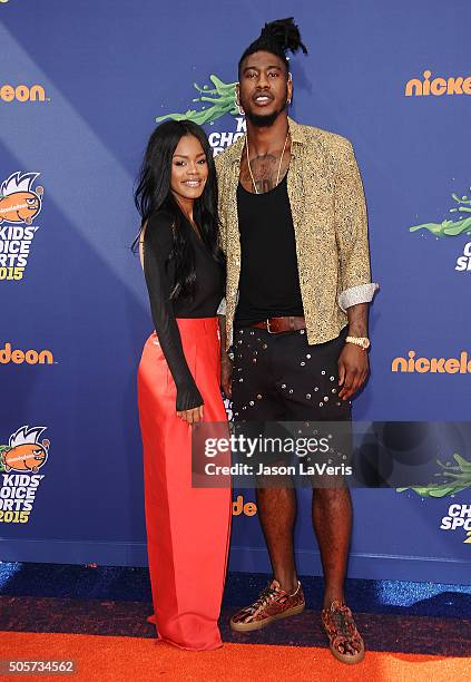 Teyana Taylor and NBA player Iman Shumpert attend the Nickelodeon Kids' Choice Sports Awards at UCLA's Pauley Pavilion on July 16, 2015 in Westwood,...