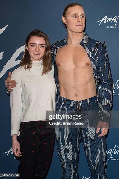 Maisie Williams during Red Carpet arrivals for Cirque Du Soleil Amaluna at Royal Albert Hall on January 19, 2016 in London, England.