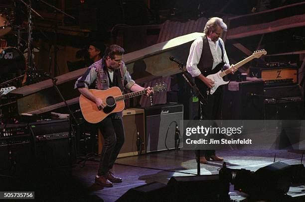 Glenn Frey, and Den Felder of the Eagles perform at the Target Center in Minneapolis, Minnesota on February 21, 1995.