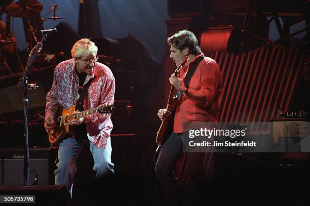 Joe Walsh, and Glenn Frey of the Eagles perform at the Target Center in Minneapolis, Minnesota on February 22, 1995.