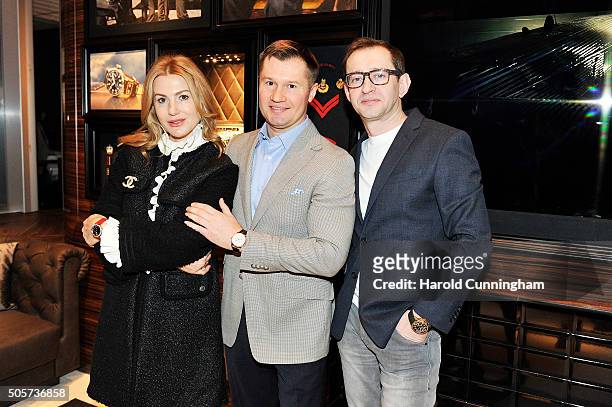Alexei Nemov, Galina Nemov and Konstantin Khabensky visit the IWC booth during the launch of the Pilot's Watches Novelties from the Swiss luxury...