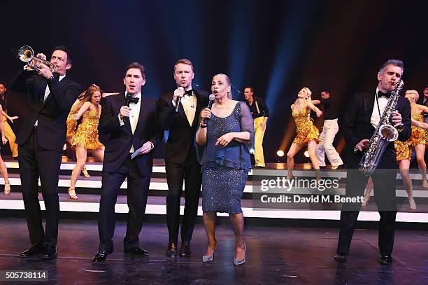 Till Bronner, Rob Brydon, Ronan Keating, Patti Austin and Curtis Stigers perform during the IWC "Come Fly with us" Gala Dinner during the launch of...