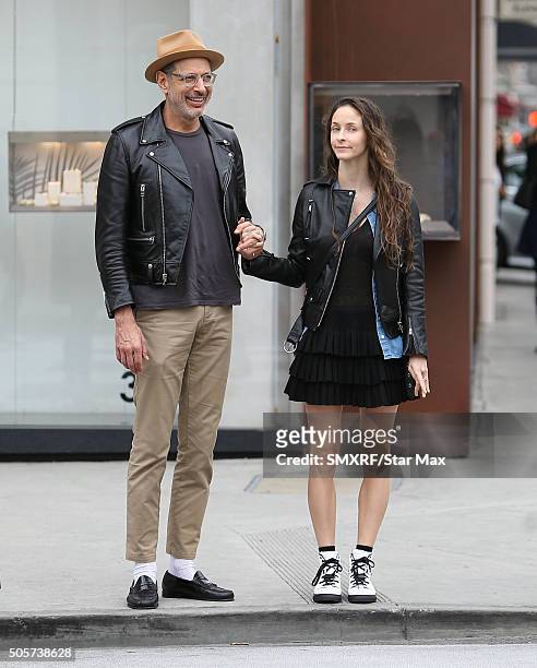 Actor Jeff Goldblum and Emilie Livingston seen on January 19, 2016 in Los Angeles, California.