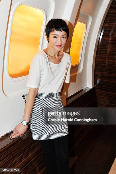 Zhou Xun visits the IWC booth during the launch of the Pilot's Watches Novelties from the Swiss luxury watch manufacturer IWC Schaffhausen at the...