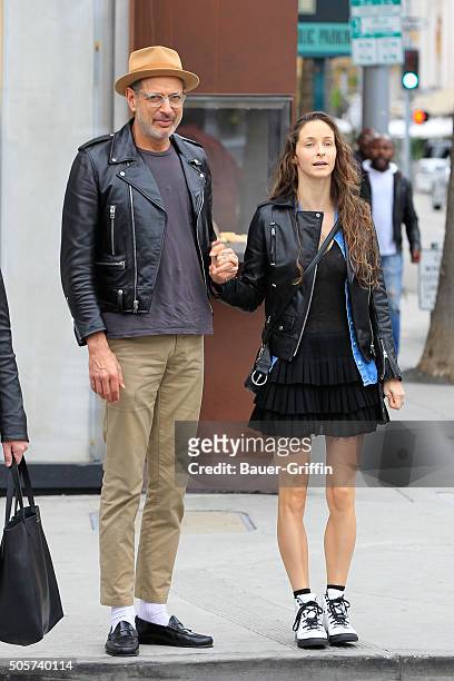 Jeff Goldblum is seen with his wife Emilie Livingston on January 19, 2016 in Los Angeles, California.