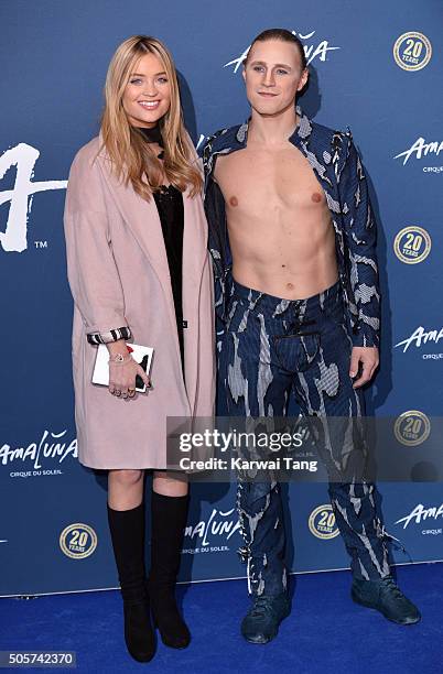 Laura Whitmore attends the Red Carpet arrivals for Cirque Du Soleil Amaluna at Royal Albert Hall on January 19, 2016 in London, England.