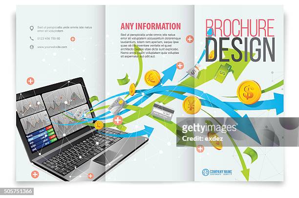 ilustrações de stock, clip art, desenhos animados e ícones de tri-fold design de modelo de negócio de tecnologia - tríptico