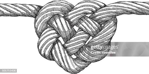 illustrazioni stock, clip art, cartoni animati e icone di tendenza di cuore di corda con nodo - nodo