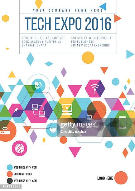 technology expo poster design - dial up modem stock illustrations