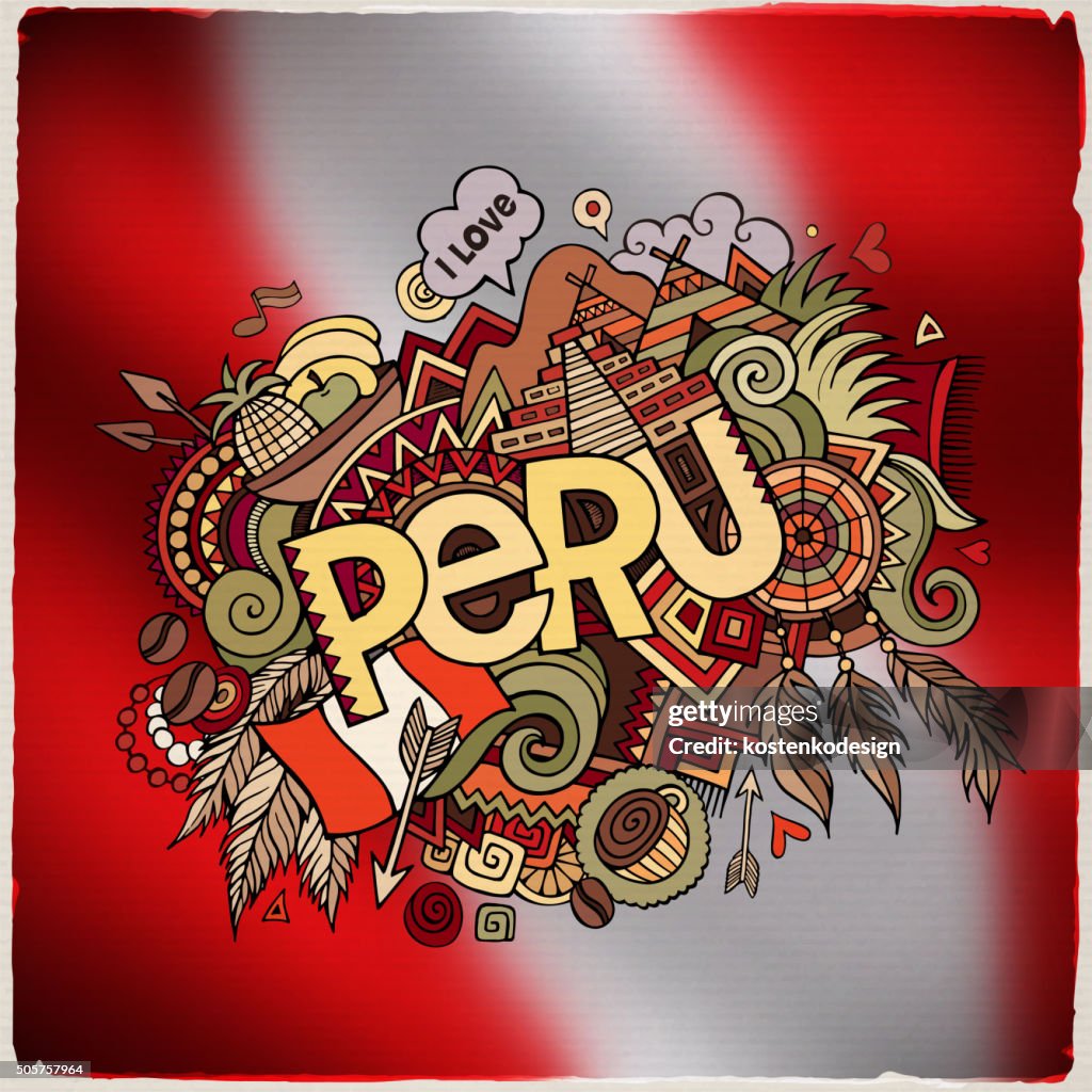 Peru Hand Lettering And Doodles Elements High-Res Vector Graphic ...