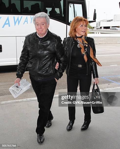 Regis Philbin and Joy Philbin are seen at LAX on January 19, 2016 in Los Angeles, California.