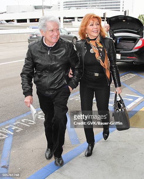 Regis Philbin and Joy Philbin are seen at LAX on January 19, 2016 in Los Angeles, California.