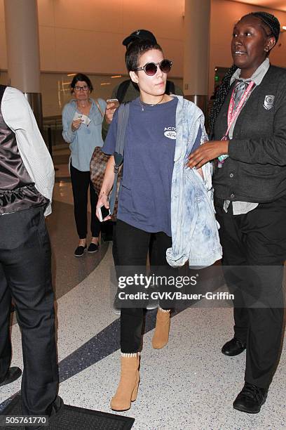 Halsey is seen at LAX on January 19, 2016 in Los Angeles, California.