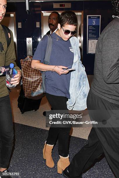 Halsey is seen at LAX on January 19, 2016 in Los Angeles, California.