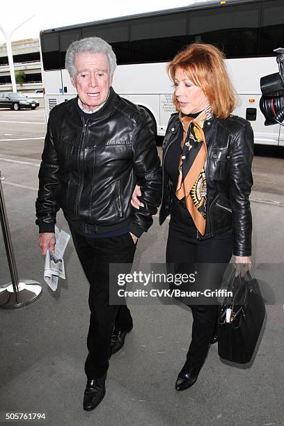 Regis Philbin and Joy Philbin are seen at LAX on January 19, 2016 in Los Angeles, California.