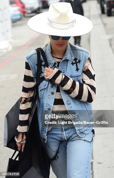 Rita Ora is seen in Beverly Hills, Ca on January 19, 2016 in Los Angeles, California.