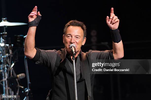 Bruce Springsteen And The E Street Band perform during The River Tour 2016 at United Center on January 19, 2016 in Chicago, Illinois.