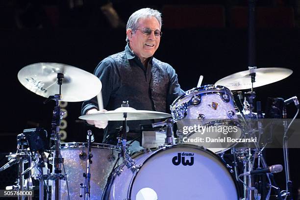 Max Weinberg of Bruce Springsteen And The E Street Band performs during The River Tour 2016 at United Center on January 19, 2016 in Chicago, Illinois.