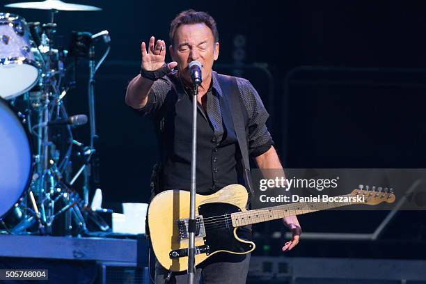 Bruce Springsteen And The E Street Band perform during The River Tour 2016 at United Center on January 19, 2016 in Chicago, Illinois.