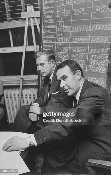 Politician Harrison A. Williams Jr. And Governor Robert B. Meyner posing together on election night.