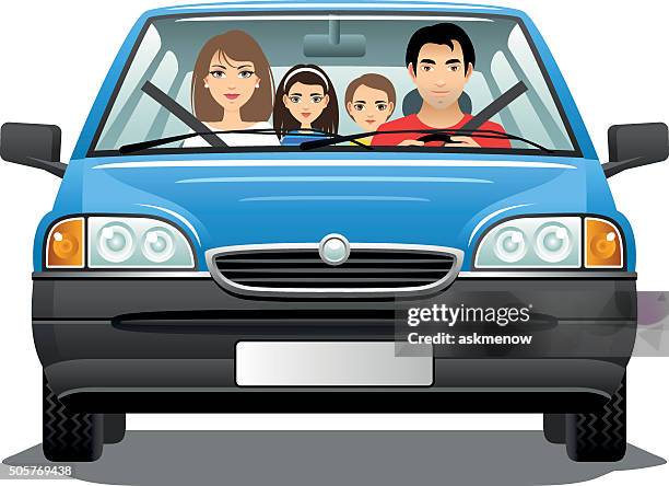 illustrazioni stock, clip art, cartoni animati e icone di tendenza di famiglia in una macchina - seat belt