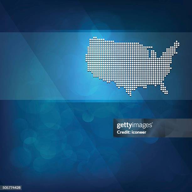 ドット入り米国地図を照明でダークブルーの背景 - photopollution点のイラスト素材／クリップアート素材／マンガ素材／アイコン素材