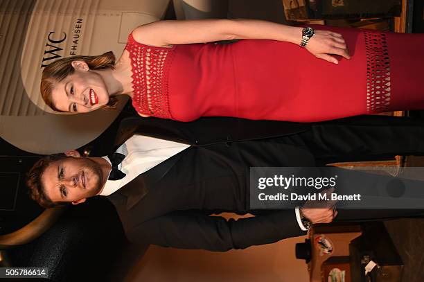 Scott Eastwood and Rosamund Pike attend the IWC "Come Fly with us" Gala Dinner during the launch of the Pilot's Watches Novelties from the Swiss...