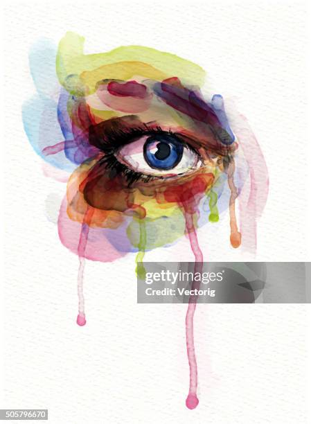 aquarell eye - artistic makeup stock-grafiken, -clipart, -cartoons und -symbole