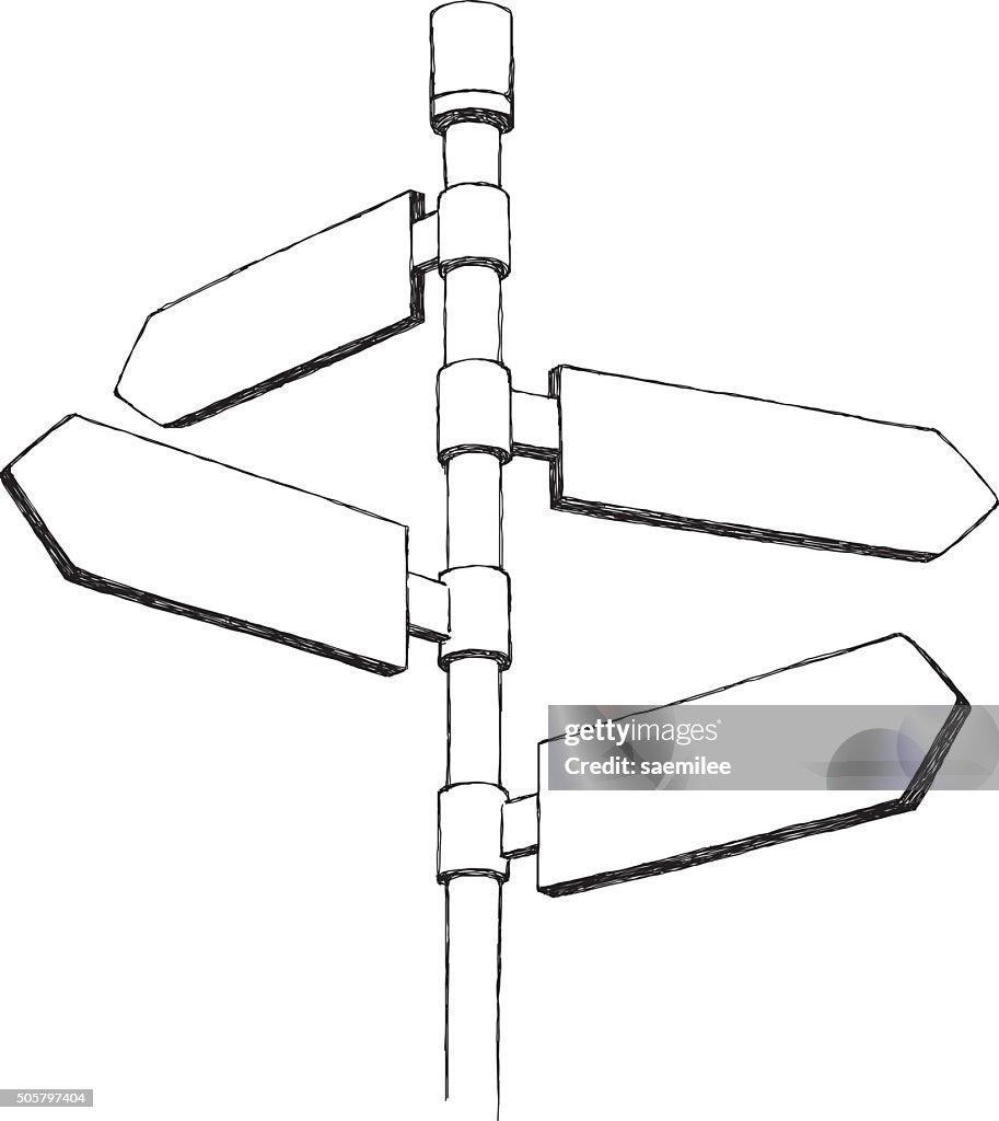 Direction Sign Draft Sketch Directional Sign High-Res Vector Graphic - Getty Images
