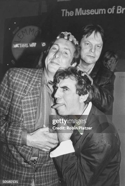 Actors from Monty Python troup Eric Idle, Terry Jones & Terry Gilliam at party celebrating troup's 20th anniversary, at Hard Rock Cafe.